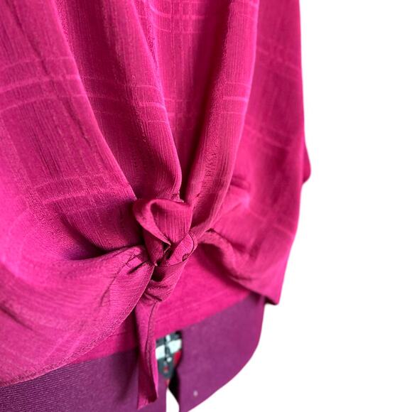 Apt 9 Silky Flowy Tie Front Burgundy Blouse - Picture 3 of 8